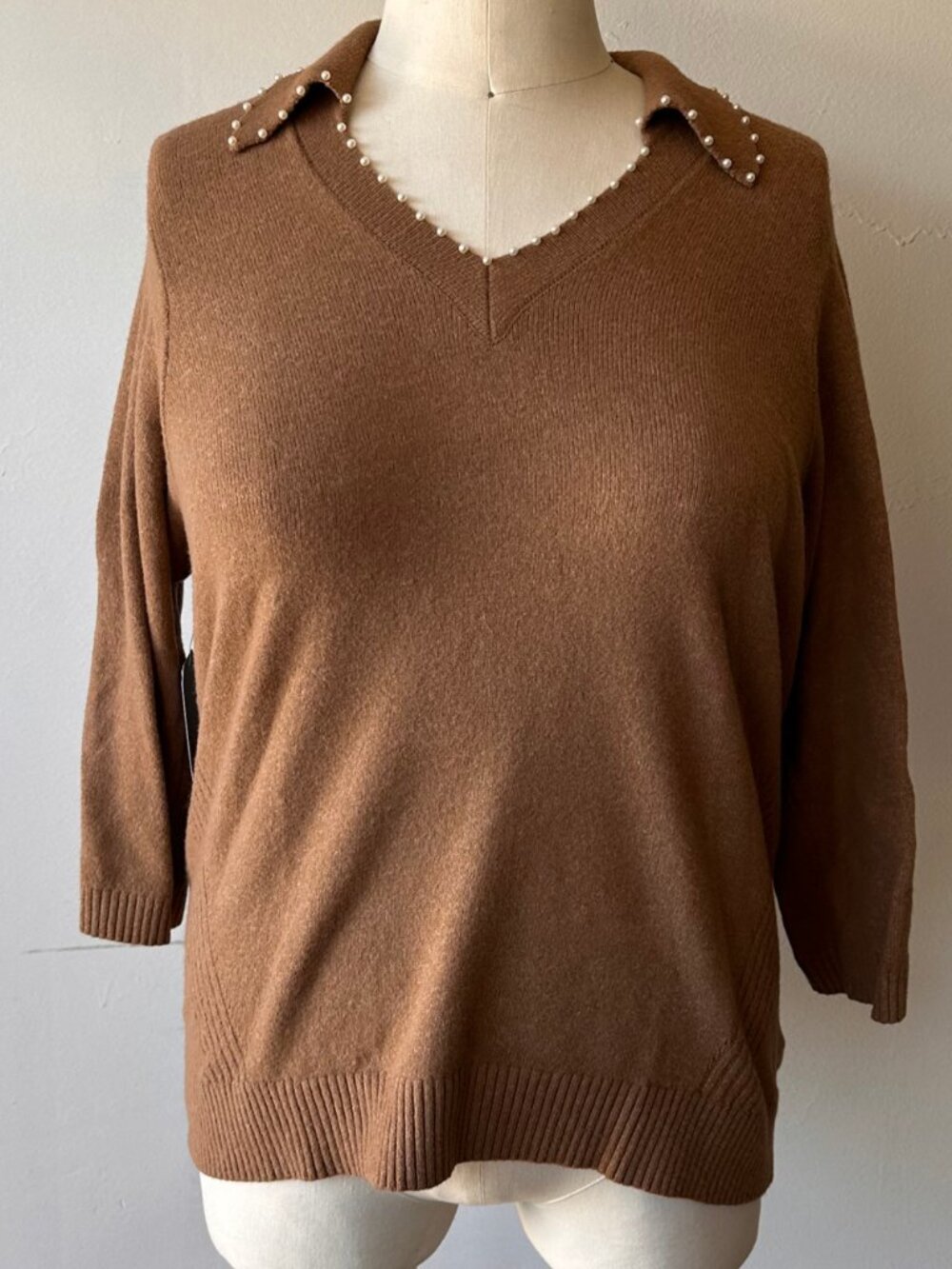 NWT Wit & Wisdom Bead Trim Sweater 1X - Picture 3 of 6